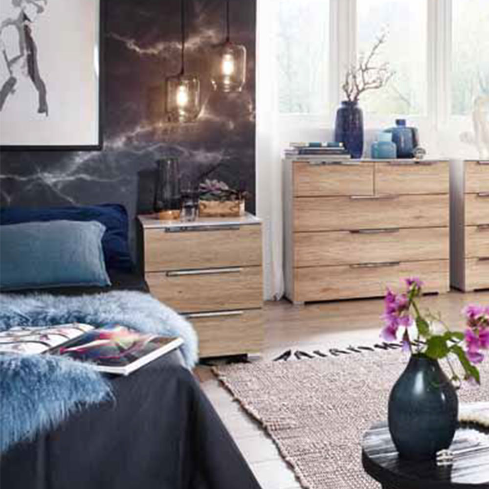3 Drawer Chest Kim Oak Effect Bedroom Furniture Range 